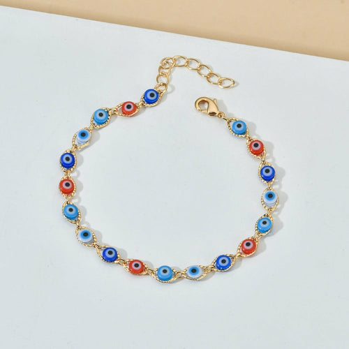 18k Gold Summer Evil Eye Anklet Bracelet