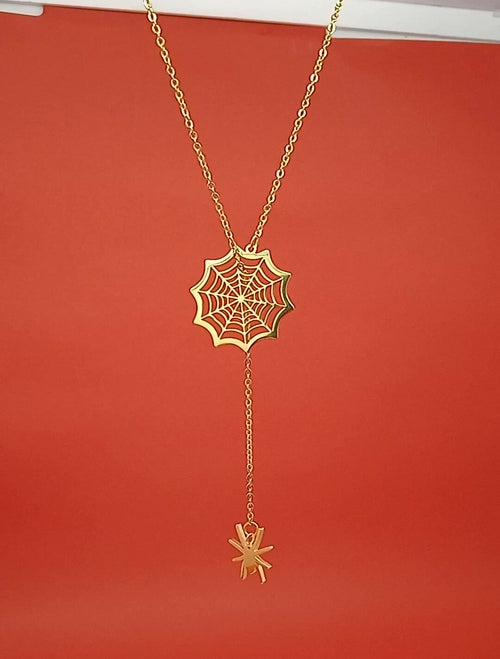 18k Gold Spider Necklace | Spider Charm Pendant | Halloween Necklace |