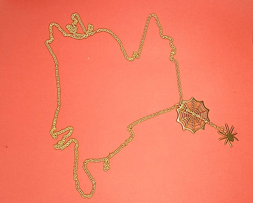 18k Gold Spider Necklace | Spider Charm Pendant | Halloween Necklace |