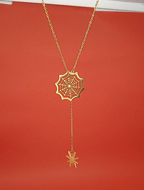 18k Gold Spider Necklace | Spider Charm Pendant | Halloween Necklace |